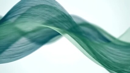Poster - Fluid Teal And Green Waves Design On White Background Creates Dynamic Flow And Artistic Style