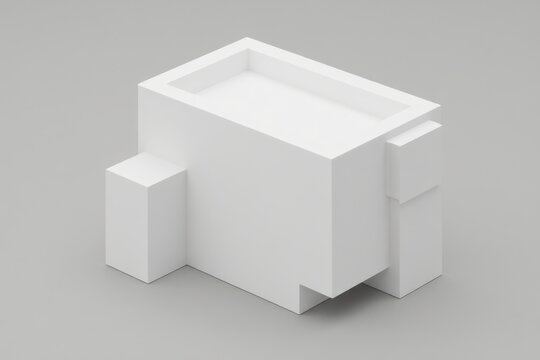 Abstract white geometric structure minimalist design