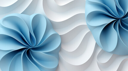 Wall Mural - Paper art cartoon abstract waves. Paper carve background. Modern origami design