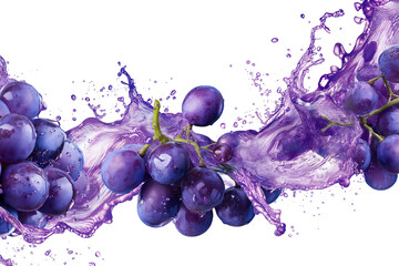 Wall Mural - Fresh purple grapes bursting with juice isolated on white background