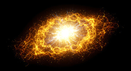  - Plasma burst with light explosion. Energy release concept for power generation and cosmic phenomenon. Abstract science background.