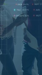 Poster - Animation of financial data processing over businesses people