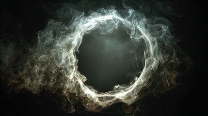 Poster - Captivating close-up of a smoke ring dissipating in the air, with intricate details showcasing the dynamics of vapor in motion