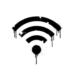 Leinwandbilder - Black and white wifi symbol with dripping paint on a white background