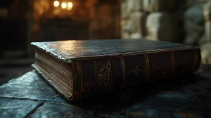 Poster - A book sitting on a wooden table with a simple and classic setup
