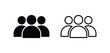 © Stock bd - Two stylized group icons showing three people in solid black and outline versions
