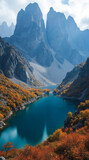 Pyrenees Lakes in Autumn France Spain Jagged Peaks Cradle Lakes Glowing with Fall Colors and Soft Mountains