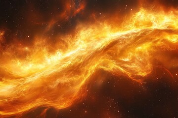 Wall Mural - Fiery space cloud with star dust glowing brightly amidst dark corners of the universe