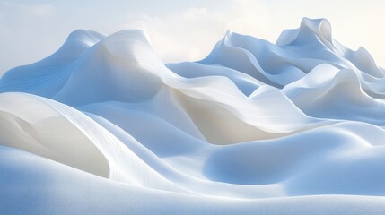 Sticker - Abstract landscape of smooth, curved shapes in serene white against a bright sky