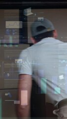 Poster - Animation of data processing over man packing boxes into car