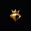 © NasrAI - Gold geometric diamond adorned with a low-poly crown, set against a stark black backdrop