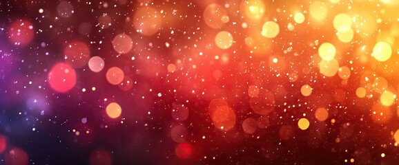 Canvas Print - abstract of bokeh lights with a gradient of purple, red, orange, and yellow throughout the backgroun