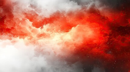 Wall Mural - bright red nebula with white and dark clouds, like an exploding star in deep space
