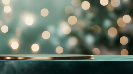 Poster - Beautiful green backdrop with golden circular tray ready for festive display during a delightful celebration in the evening