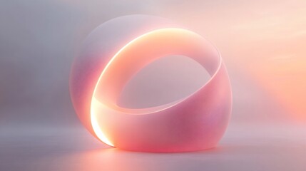 Poster - Abstract glowing torus illuminating soft pink background