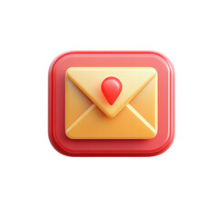 Poster - New mail notification icon 3D rendering of email with red pin Message on transparent background