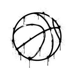 Poster - Stylized basketball illustration with black splatters and drips