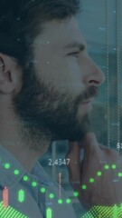 Poster - Animation of financial data processing over businessman