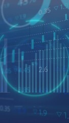 Poster - Animation of financial data processing over blue background