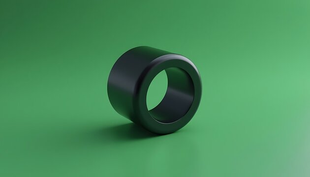 Black Cylinder on Green Background