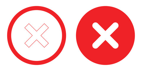 Poster - Cross sign element. red x icon circle