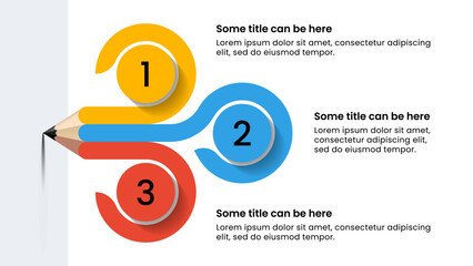 Poster - Infographic template. Pencil with numbers and 3 steps