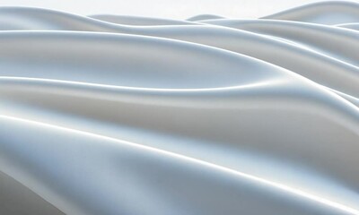 Poster - Smooth, flowing fabric in white and light blue with curving, shadowed folds