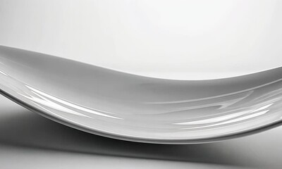 Poster - Curvature A minimalist sleek and glossy white surface with a fluid and wavy form