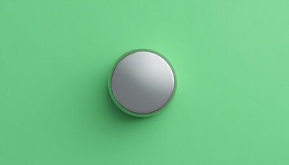 Leinwandbilder - Silver Circle Object on Green Background Minimalist Design