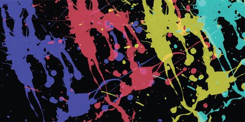 Aufkleber - Vibrant splatter paint abstract art composition featuring bold colorful splash strokes and splashes against a dark background artistic creative design