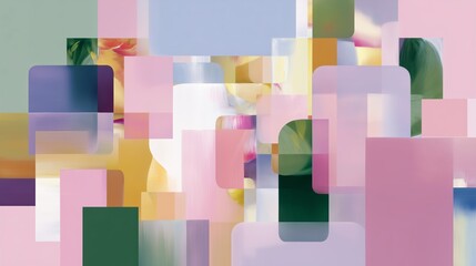 Poster - Abstract composition featuring geometric shapes in soft pastel colors highlighting artistic expression and contemporary design principles
