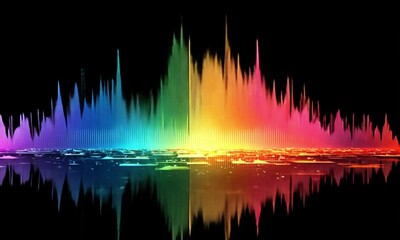 Poster - Colorful equalizer reflects on a dark surface, creating a dynamic, vibrant scene