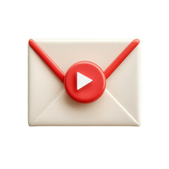 Poster - Red Play Button Email Icon Isolated Email Marketing and Newsletter Concept on transparent background