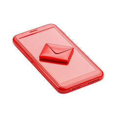 Poster - New Message Notification on Red Smartphone Email Communication Inbox on transparent background