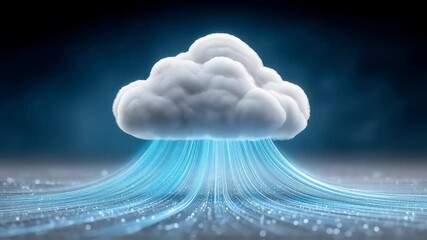 Poster - A captivating glowing cloud symbol adorned with shimmering particles, all set against a rich dark digital backdrop