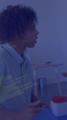 Poster - Animation of data processing over diverse business people in office