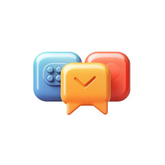 Poster - Colorful App Icons Blue Keypad Orange Speech Bubble Red Circle App UI UX on transparent background