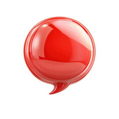 Poster - Glossy Red Speech Bubble Icon Shiny Communication Chat Balloon Message on transparent background