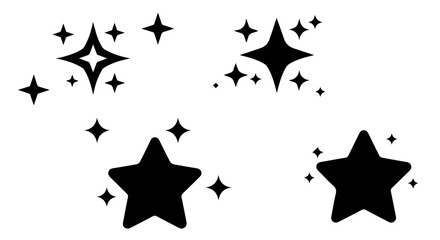 Poster - Sparkling stars in black and white create a celestial, festive element for various creative designs and decorative needs, silhouette