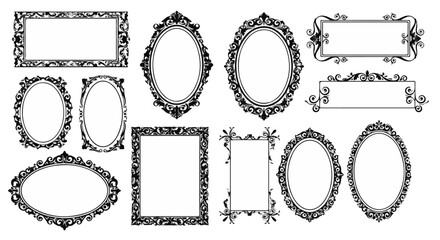 Poster - Decorative frames enhance scrapbooks, invitations, and vintage designs with ornate detailing and different shapes, silhouette