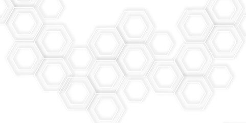 Fototapete - Abstract light grey and white hexagon 3d effect pattern with shadow seamless texture background. Use for book, poster, flyer, website vector illustration.	