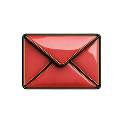 Poster - Glossy Red Email Icon Modern Communication Correspondence Mail Letter Send on transparent background