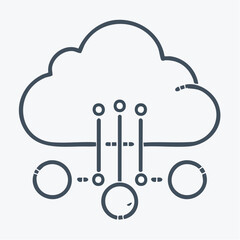 Poster - Sketch style cloud graphic with connections, suitable for use in data solutions or networking presentations with modern technology themes.