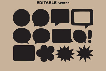 Poster - Collection of diverse black speech bubble shapes and starbursts on a neutral background vector illustration