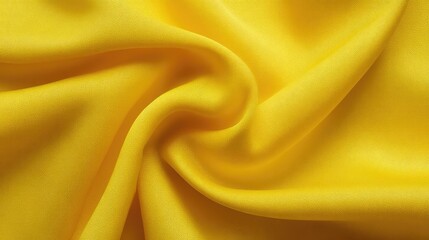 Poster - Smooth yellow satin fabric with shiny folds, overhead shot with ample blank area for product layout