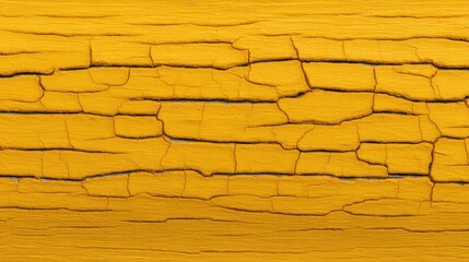 Poster - Vibrant yellow painted wooden panel background with natural cracks, overhead with clear area for design
