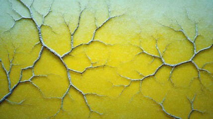 Poster - Yellow icy texture with cracks and frost detail, overhead shot with ample negative space for product