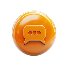 Poster - Glossy Orange Speech Bubble Icon Communication Conversation Social Media on transparent background