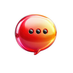 Poster - Glossy Red Chat Bubble Icon with Ellipsis Detail Communication Symbol for on transparent background