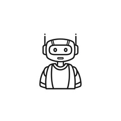Fototapete - Simple black and white line drawing of a friendly robot character.